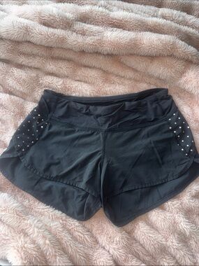 lululemon athletica Black Athletic Shorts with polka dots